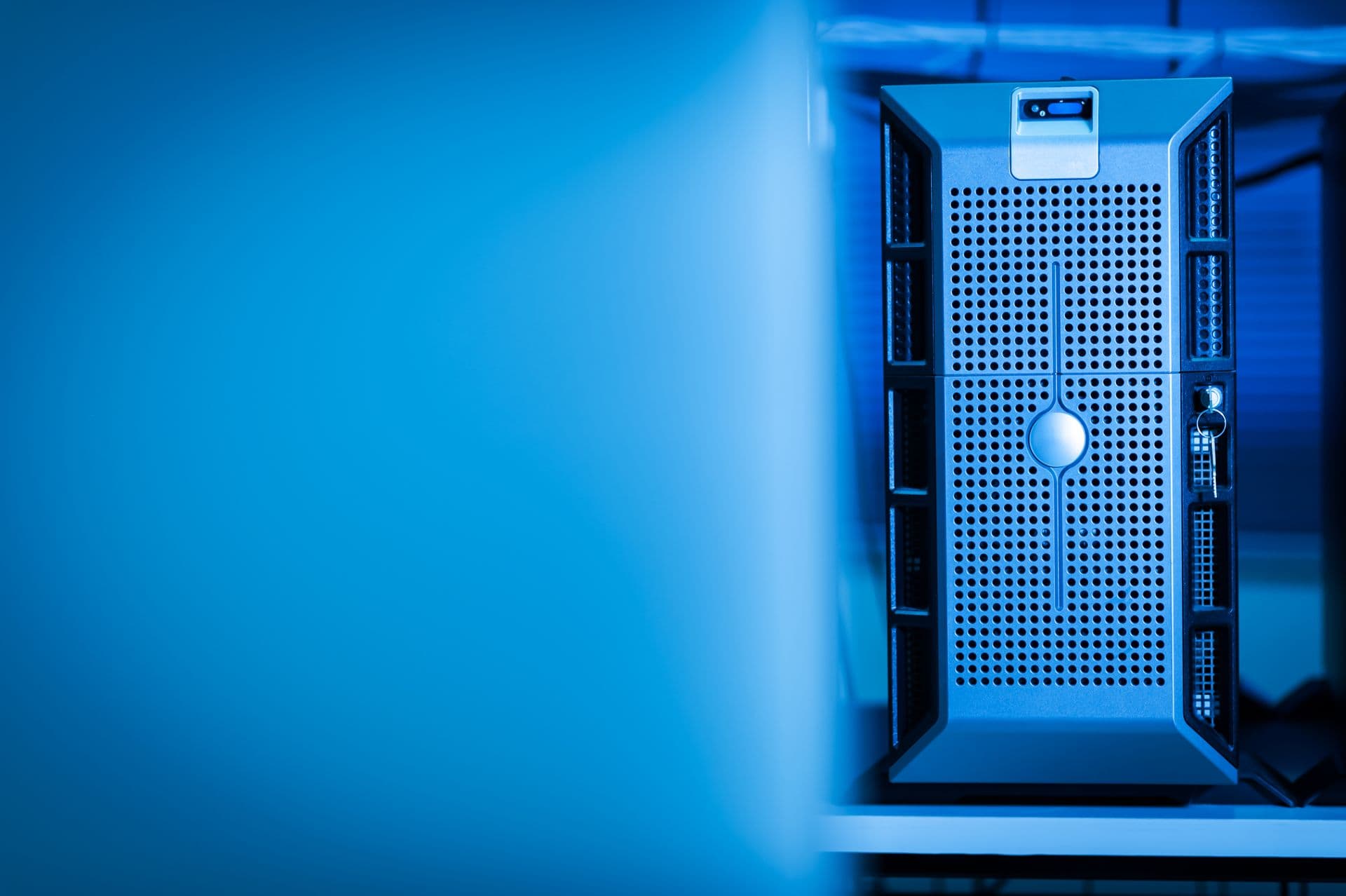 Server rack inside a data center, representing Philtek Surveillance's IT infrastructure work